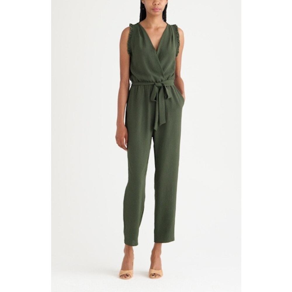 Fraiche by J Green Sleeveless Surplice Neck Jumpsuit Size Small missing belt